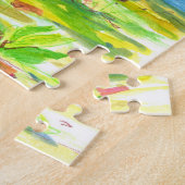 Mountain Lake Kajak Boat Waterverf Schilderij Legpuzzel (Zijkant)