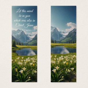 Mountain Lake Landscape Floral Elegant Bijbel Vers Mini Visitekaartjes