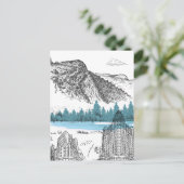 Mountain Lake Lodge Illustration Nature Scenery Briefkaart (Staand voorkant)