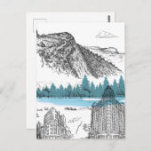 Mountain Lake Lodge Illustration Nature Scenery Briefkaart (Voorkant / Achterkant)