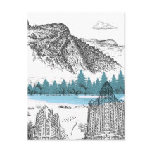 Mountain Lake Lodge Illustration Nature Scenery