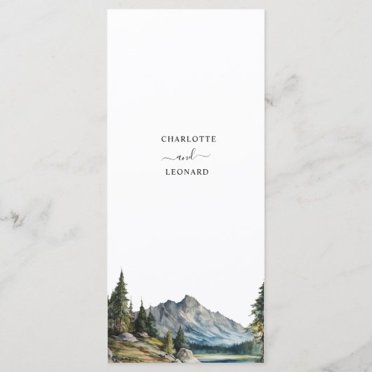 Mountain Lake Menukaart gepersonaliseerde namen op (Achterkant)