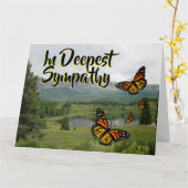Mountain Lake Monarch Butterflies Sympathy Card Kaart (Gele Bloem)