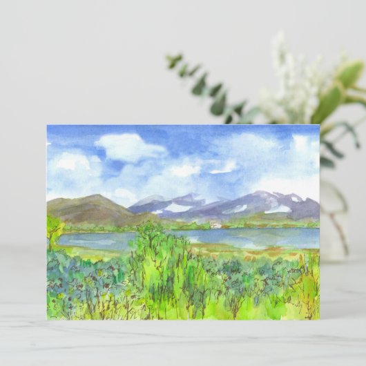 Mountain Lake Painting Uitnodiging voor een pensio (Staand voorkant)