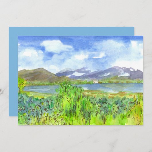 Mountain Lake Painting Uitnodiging voor een pensio (Voorkant / Achterkant)