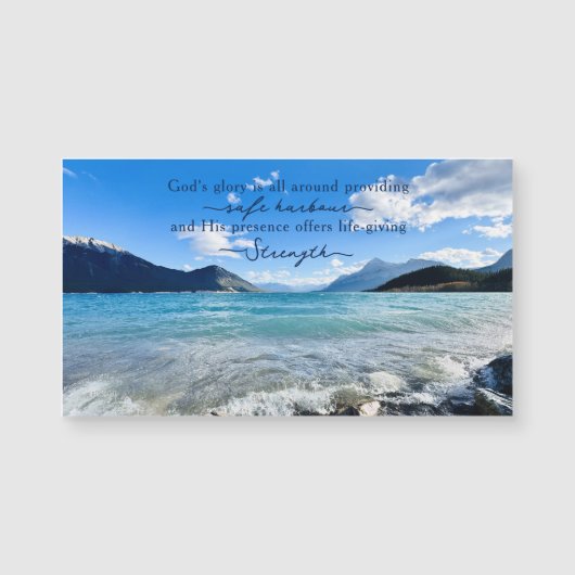 Mountain Lake Photo Inspiring Quote Magnet (Voorkant)