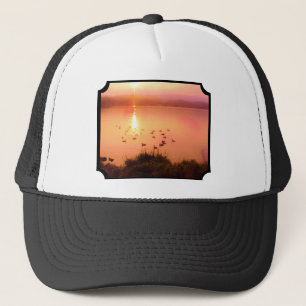 Mountain Lake Photo Pink en Peach Oranje Sunset Trucker Pet