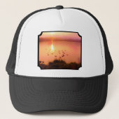 Mountain Lake Photo Pink en Peach Oranje Sunset Trucker Pet (Voorkant)