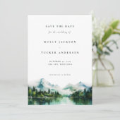 Mountain Lake Pine Waterverf Foto opslaan van de d Kaart (Staand voorkant)