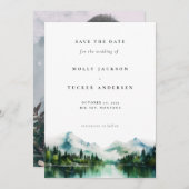 Mountain Lake Pine Waterverf Foto opslaan van de d Kaart (Voorkant / Achterkant)