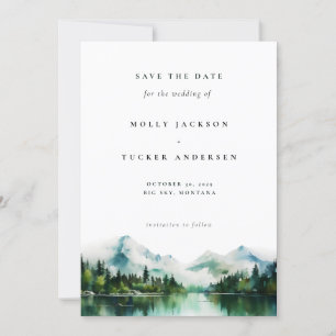 Mountain Lake Pine Waterverf Foto opslaan van de d Kaart