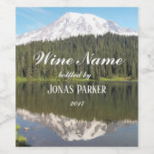 Mountain Lake reflectie landschap gepersonaliseerd Wijn Etiket (Enkel label)