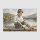 Mountain Lake Reverie Vissen Boy Decoupage Tissuepapier (Voorkant)