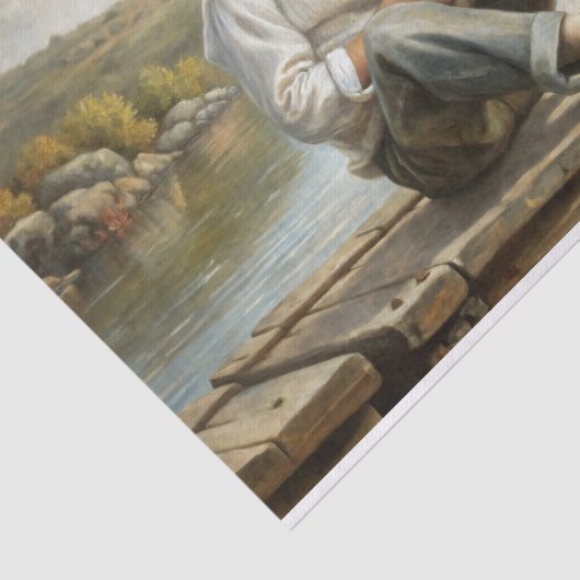 Mountain Lake Reverie Vissen Boy Decoupage Tissuepapier (Detail)