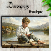 Mountain Lake Reverie Vissen Boy Decoupage Tissuepapier