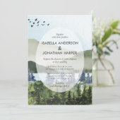Mountain Lake River Forest Outdoor Wedding Kaart (Staand voorkant)
