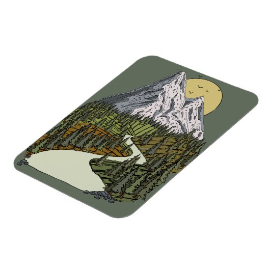 Mountain Lake Serenity: Sunset Adventure wacht op  Magneet (Linkerzijde)