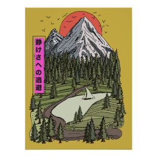 Mountain Lake Serenity: Zonsondergang Avontuur Wac Perfect Poster