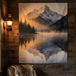 Mountain Lake Sunrise Tapestry  Wandkleed