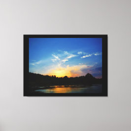 Mountain Lake Sunset Canvas Afdruk