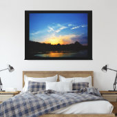 Mountain Lake Sunset Canvas Afdruk (Insitu (Slaapkamer))