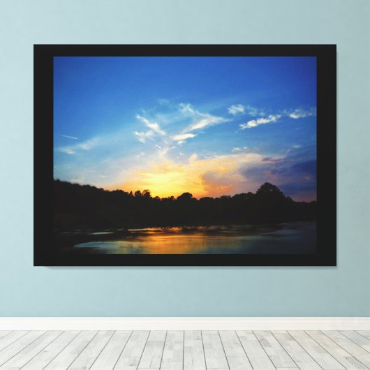 Mountain Lake Sunset Canvas Afdruk (Insitu (Houten vloer))