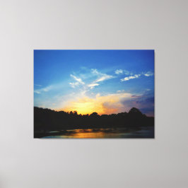 Mountain Lake Sunset Canvas Afdruk
