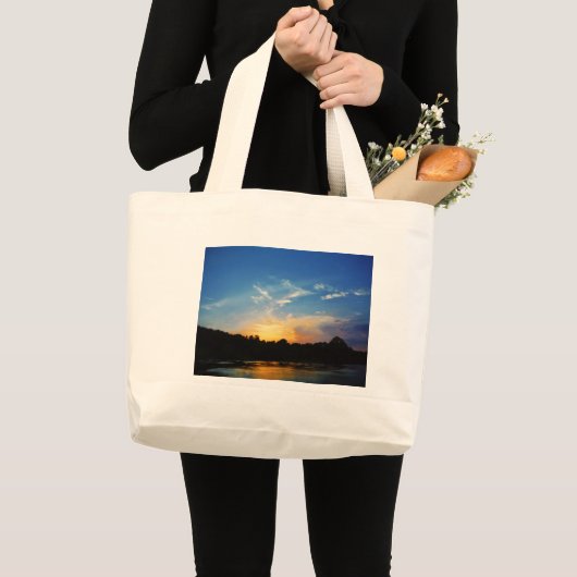 Mountain Lake Sunset Grote Tote Bag (Voorkant (product))