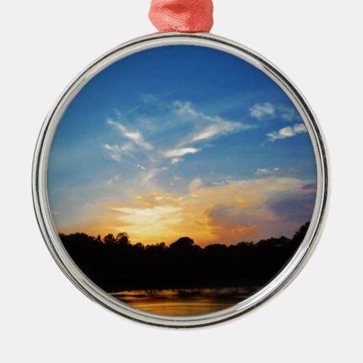 Mountain Lake Sunset Metalen Ornament (Voorkant)