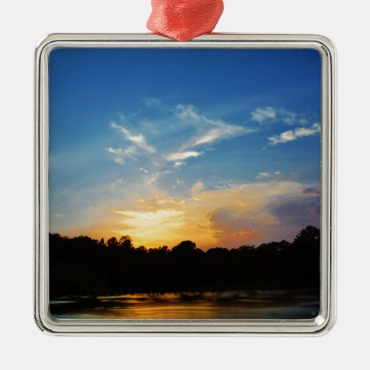 Mountain Lake Sunset Metalen Ornament (Voorkant)