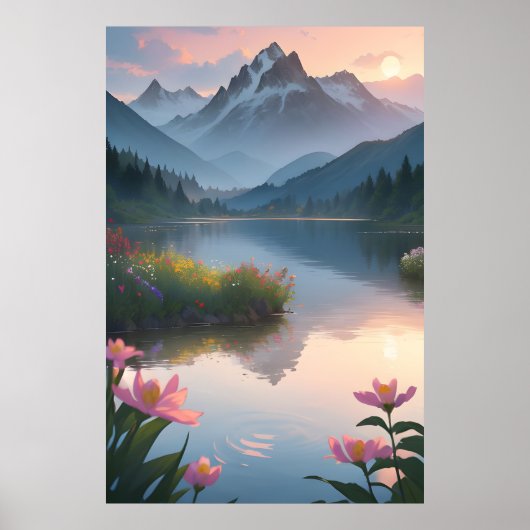 Mountain Lake Sunset Poster (Voorkant)