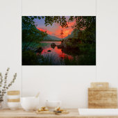 Mountain Lake Sunset Poster (Keuken)