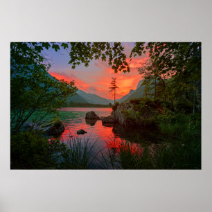 Mountain Lake Sunset Poster