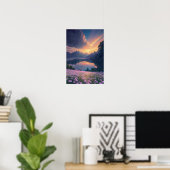 Mountain Lake Sunset Poster (Thuiskantoor)