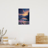 Mountain Lake Sunset Poster (Keuken)