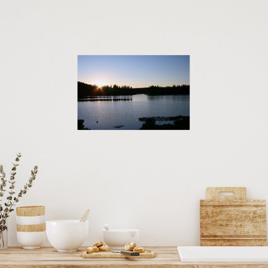 Mountain Lake, Sunset Poster (Keuken)
