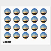 Mountain Lake Sunset Ronde Sticker (Vel)