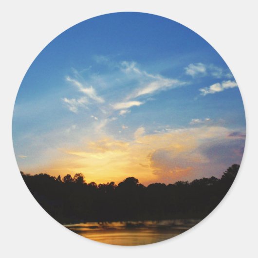 Mountain Lake Sunset Ronde Sticker (Voorkant)
