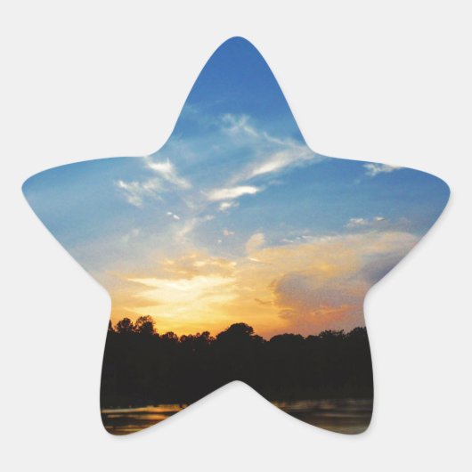 Mountain Lake Sunset Ster Sticker (Voorkant)