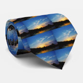 Mountain Lake Sunset Stropdas (Opgerold)