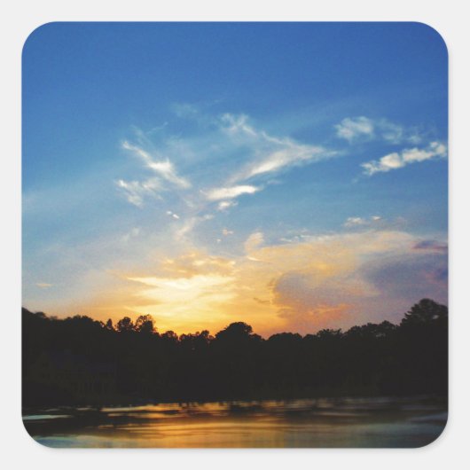 Mountain Lake Sunset Vierkante Sticker (Voorkant)