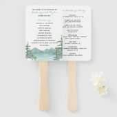 Mountain Lake Thema Waterverf Trouwprogramma Handwaaier (Voorkant en achterkant)