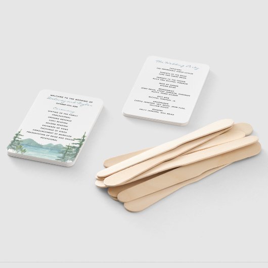 Mountain Lake Thema Waterverf Trouwprogramma Handwaaier (Niet-gemonteerd)