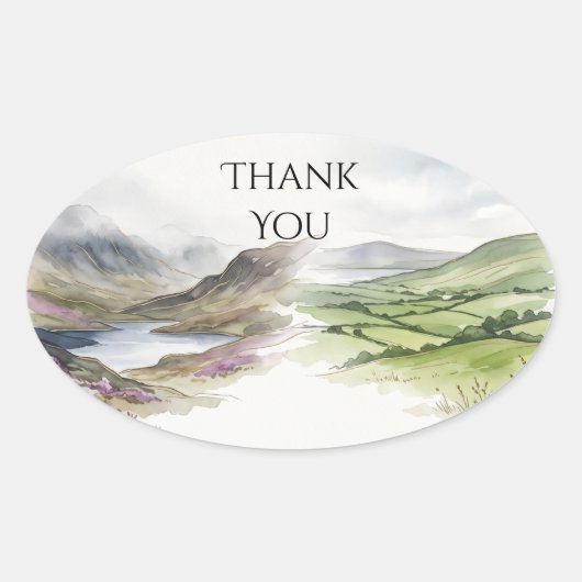 Mountain Lake Watercolor Bedankt Sticker (Voorkant)