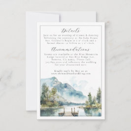Mountain Lake Watercolor Forest Trees Save the Dat RSVP Kaartje