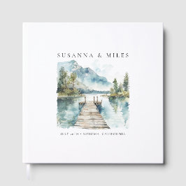 Mountain Lake Watercolor Forest Wedding Trees Gastenboek