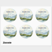 Mountain Lake Waterverf bruiloft dank u Ronde Sticker (Vel)