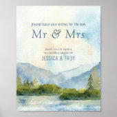 Mountain Lake Waterverf Bruiloft Gast Boek teken Poster (Voorkant)