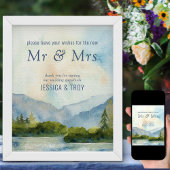 Mountain Lake Waterverf Bruiloft Gast Boek teken Poster