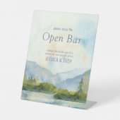 Mountain Lake Waterverf Bruiloft Open Bar Reclamebord Met Voetstuk (Voorkant)